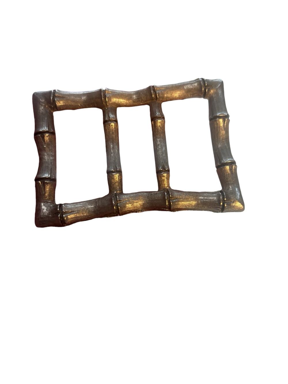 Vintage Bamboo Brooch Large Statement 1970s 1980s Faux Bamboo Belt Buckle Style
